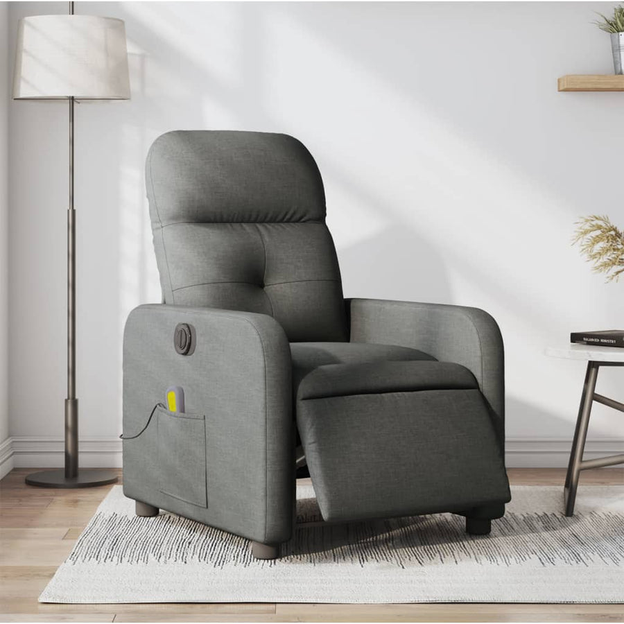 Massagestoel Stof Donkergrijs Ja Elektrisch verstelbaar