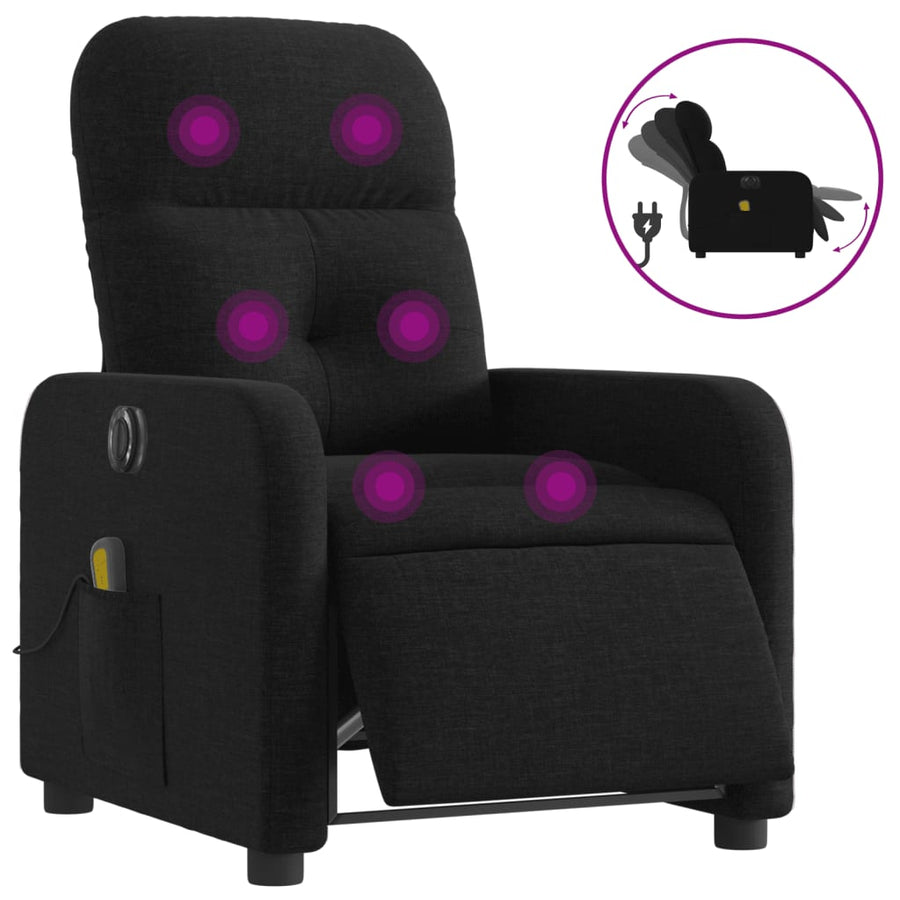 Massagestoel Stof Zwart Elektrisch verstelbaar Ja