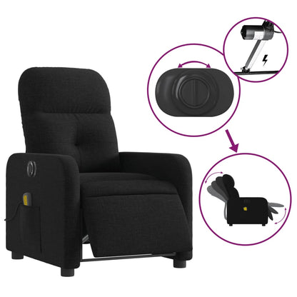 Massagestoel Stof Zwart Elektrisch verstelbaar Ja