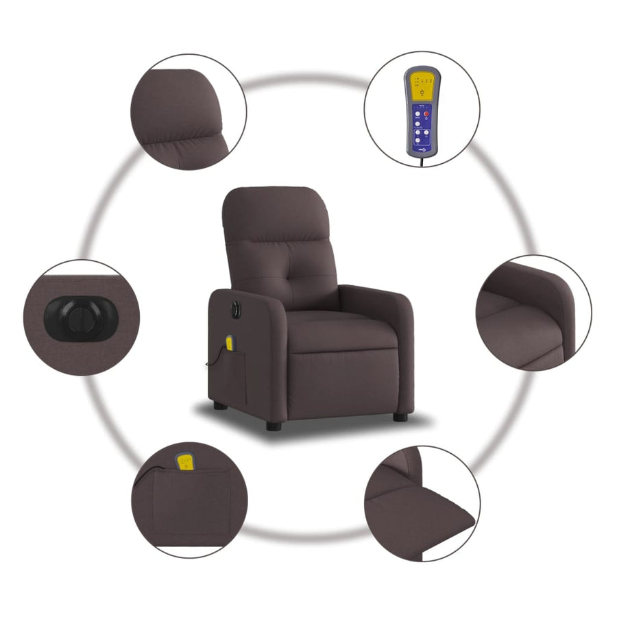 Massagestoel Stof Donkerbruin Elektrisch verstelbaar Ja