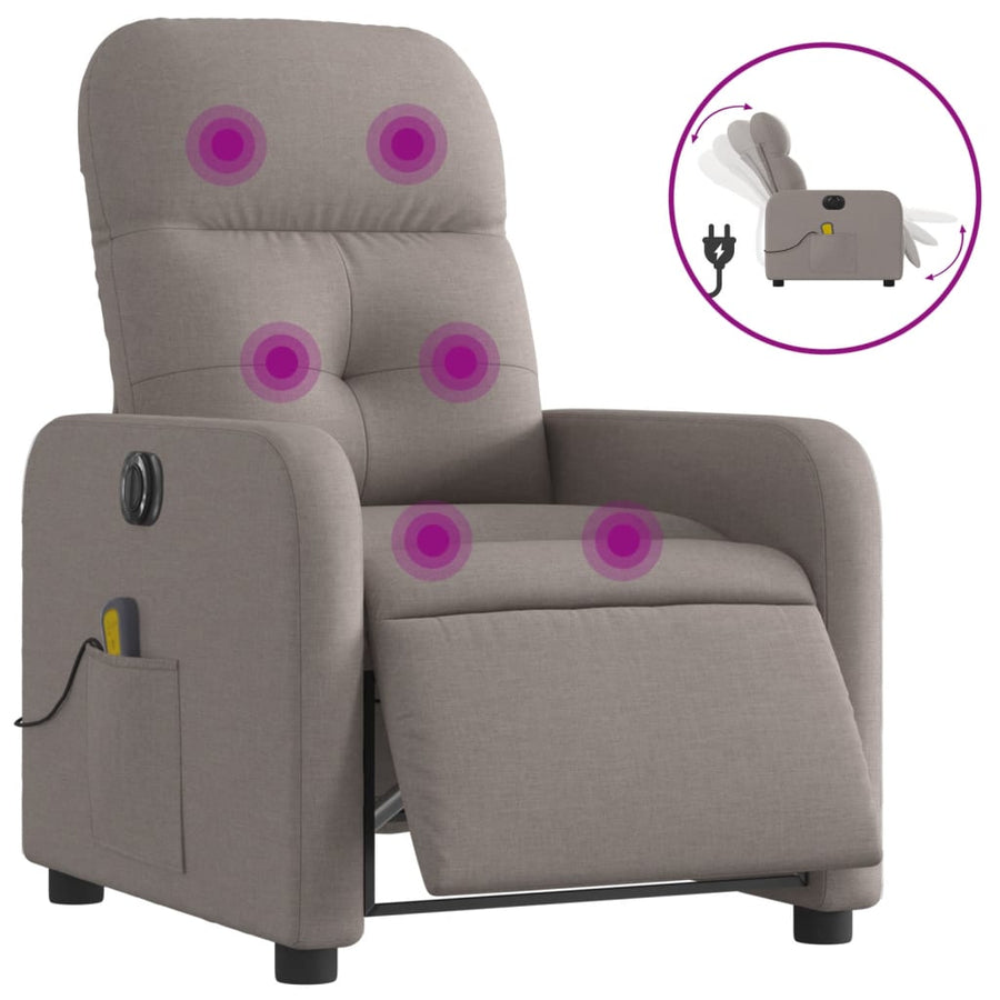 Massagestoel Stof Taupe Elektrisch verstelbaar Ja