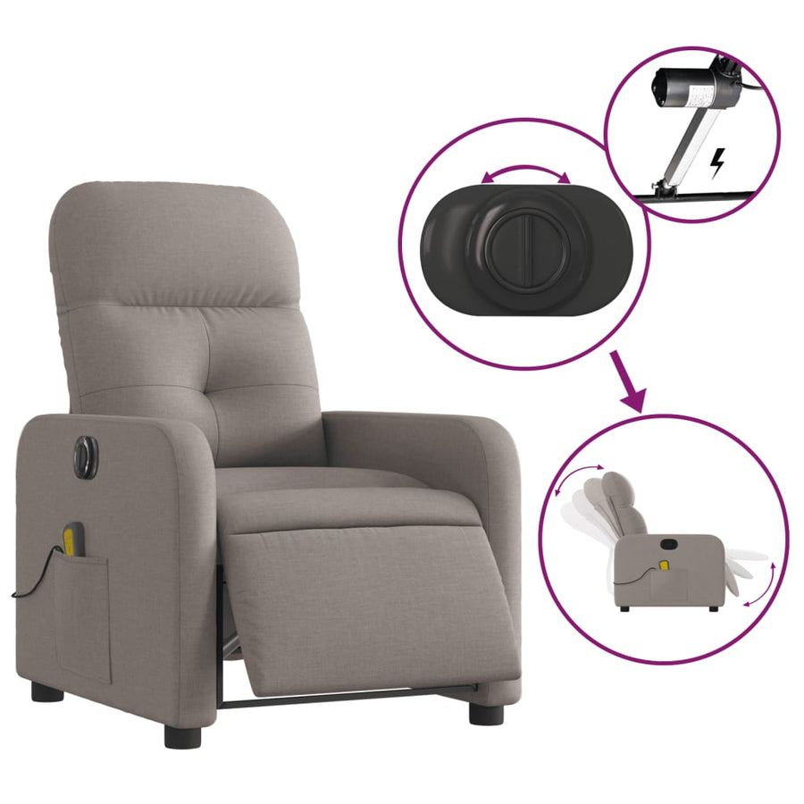 Massagestoel Stof Taupe Elektrisch verstelbaar Ja