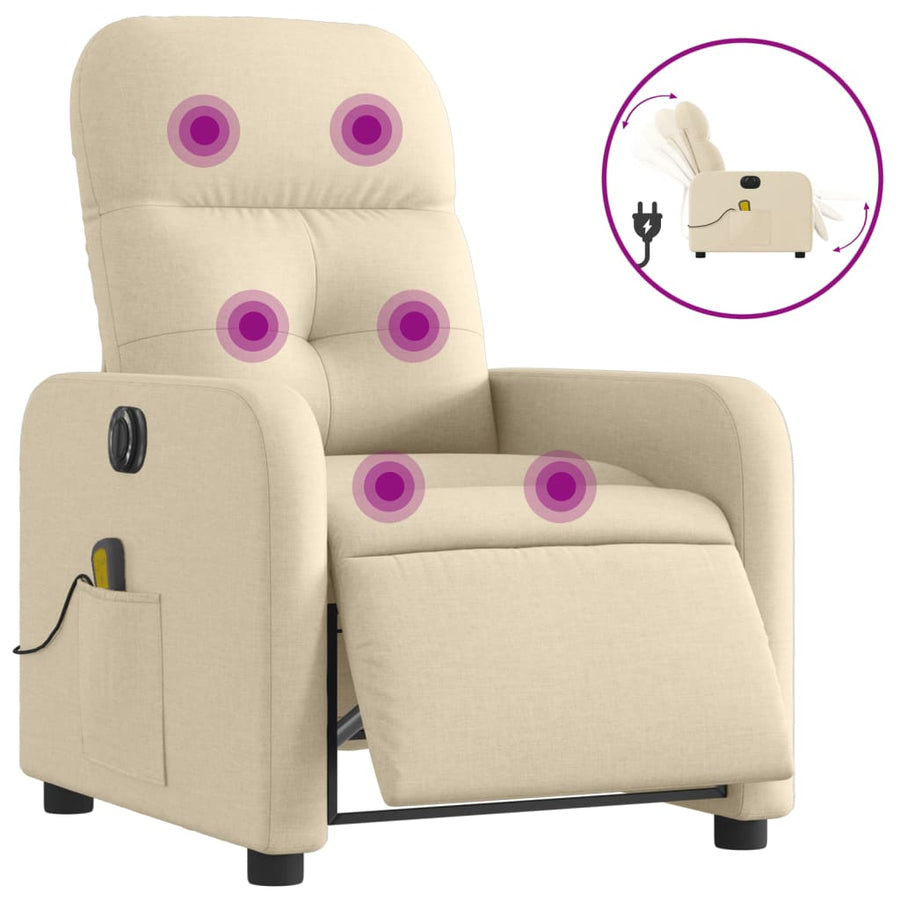 Massagestoel Stof Kleurig Crème Elektrisch verstelbaar Ja