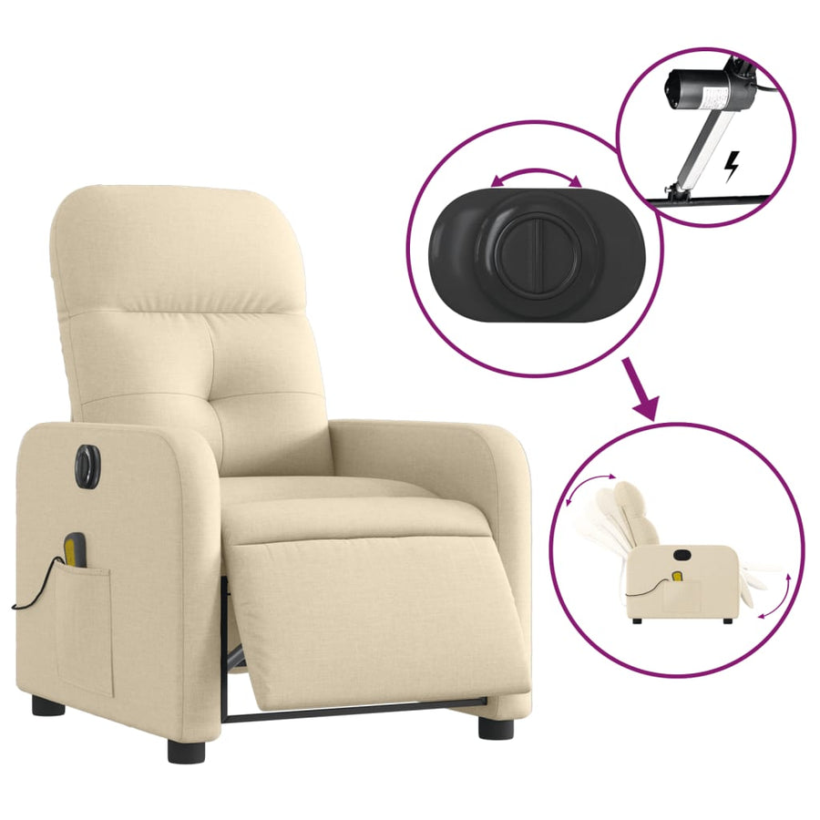 Massagestoel Stof Kleurig Crème Elektrisch verstelbaar Ja