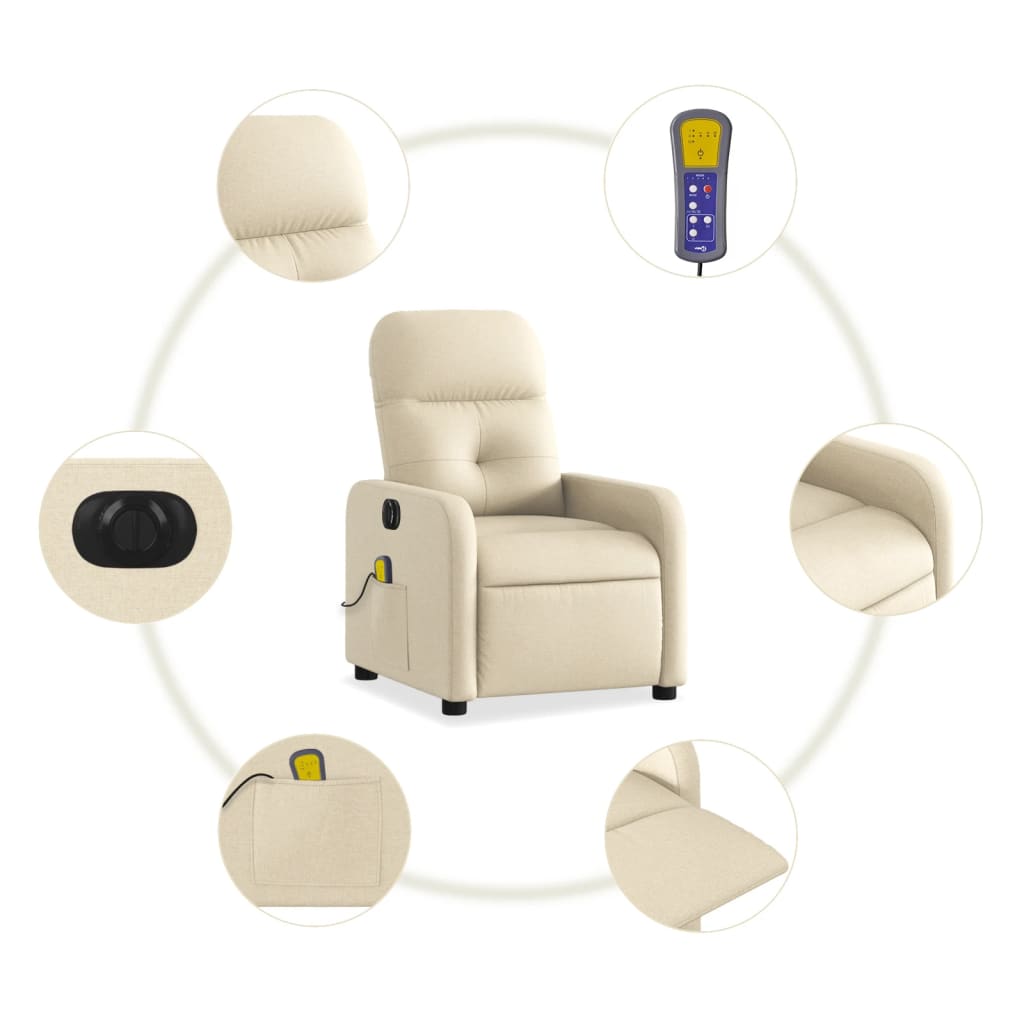 Massagestoel Stof Kleurig Crème Elektrisch verstelbaar Ja