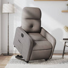Rise-and-recline armchair electric adjustable fabric taupe