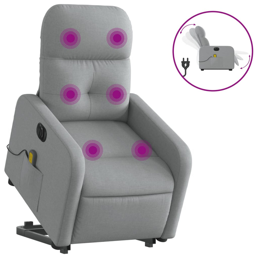 Sta-Op-Massagestoel Stof Lichtgrijs Elektrisch verstelbaar Ja