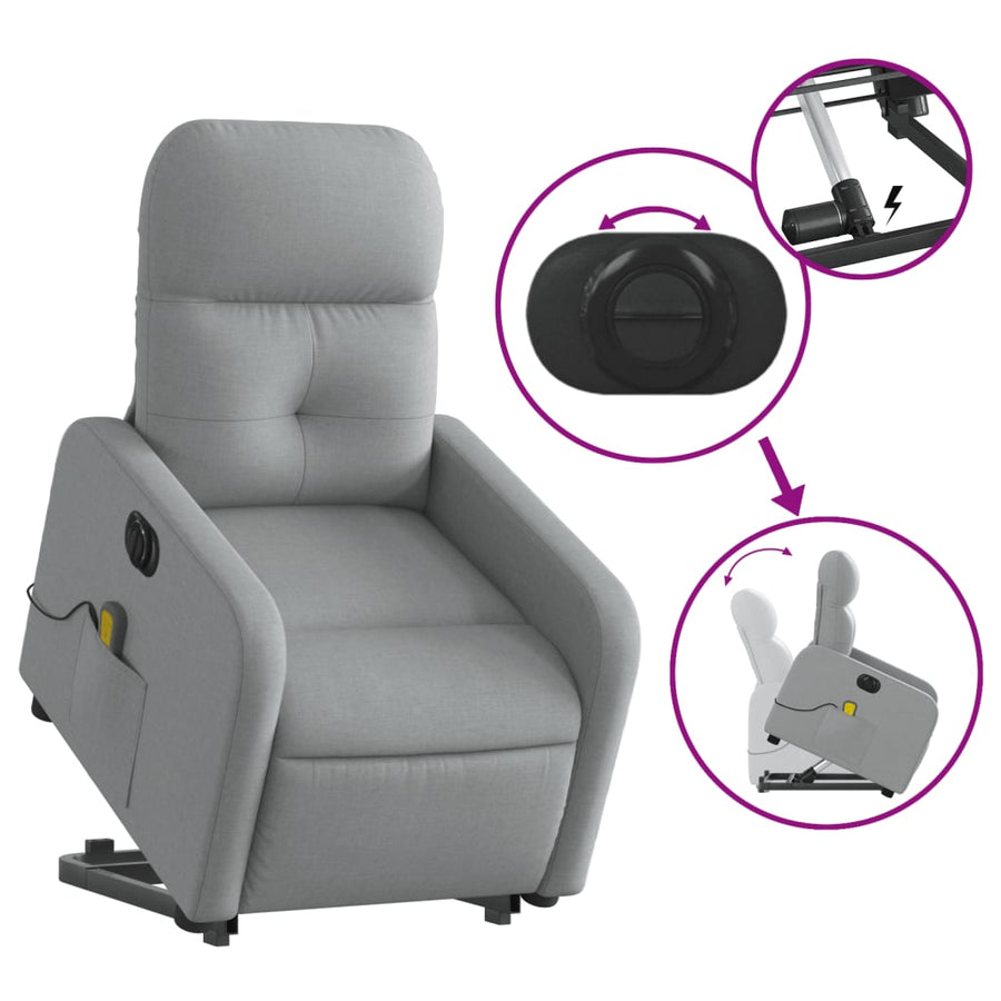 Sta-Op-Massagestoel Stof Lichtgrijs Elektrisch verstelbaar Ja