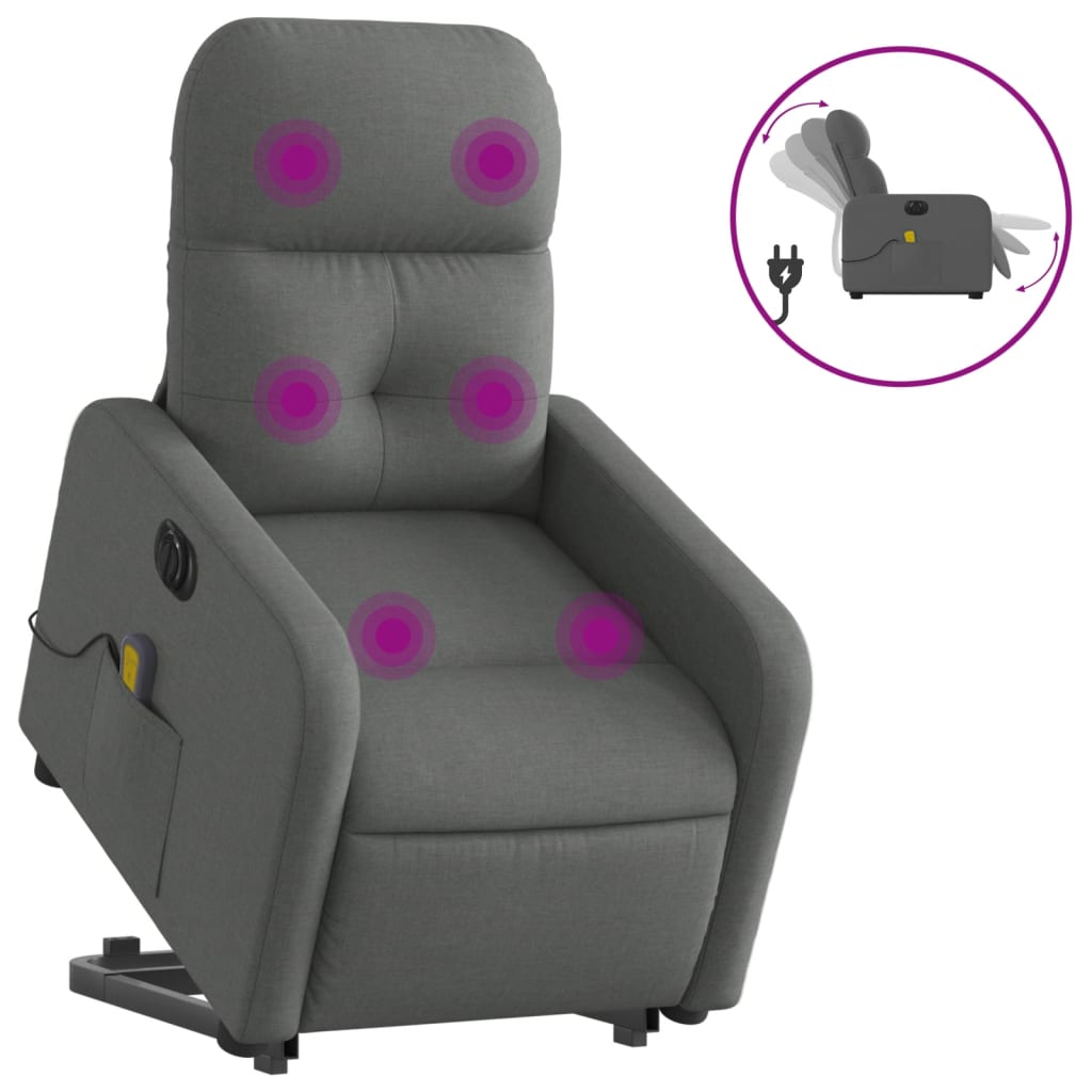Sta-op-massagestoel elektrisch verstelbaar stof donkergrijs Ja Elektrisch verstelbaar