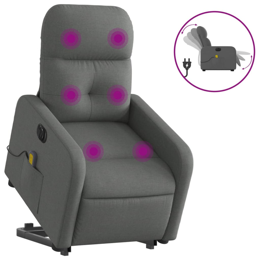 Sta-op-massagestoel elektrisch verstelbaar stof donkergrijs Ja Elektrisch verstelbaar