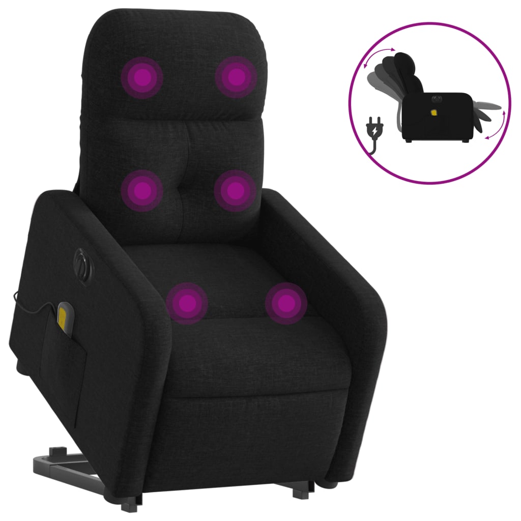Sta-Op-Massagestoel Stof Zwart Elektrisch verstelbaar Ja