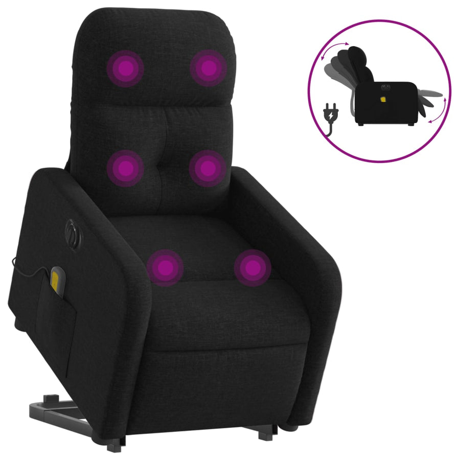 Sta-Op-Massagestoel Stof Zwart Elektrisch verstelbaar Ja