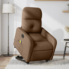 Lift-recline massage chair electric adjustable fabric brown