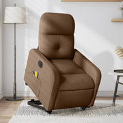 Sta-op massagestoel elektrisch verstelbaar stof bruin 66x89x96 cm