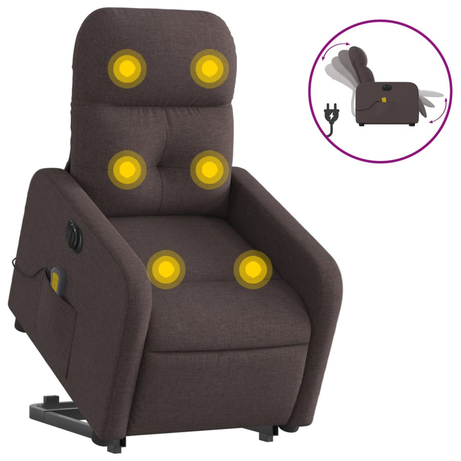 Sta-Op-Massagestoel Stof Donkerbruin Elektrisch verstelbaar Ja