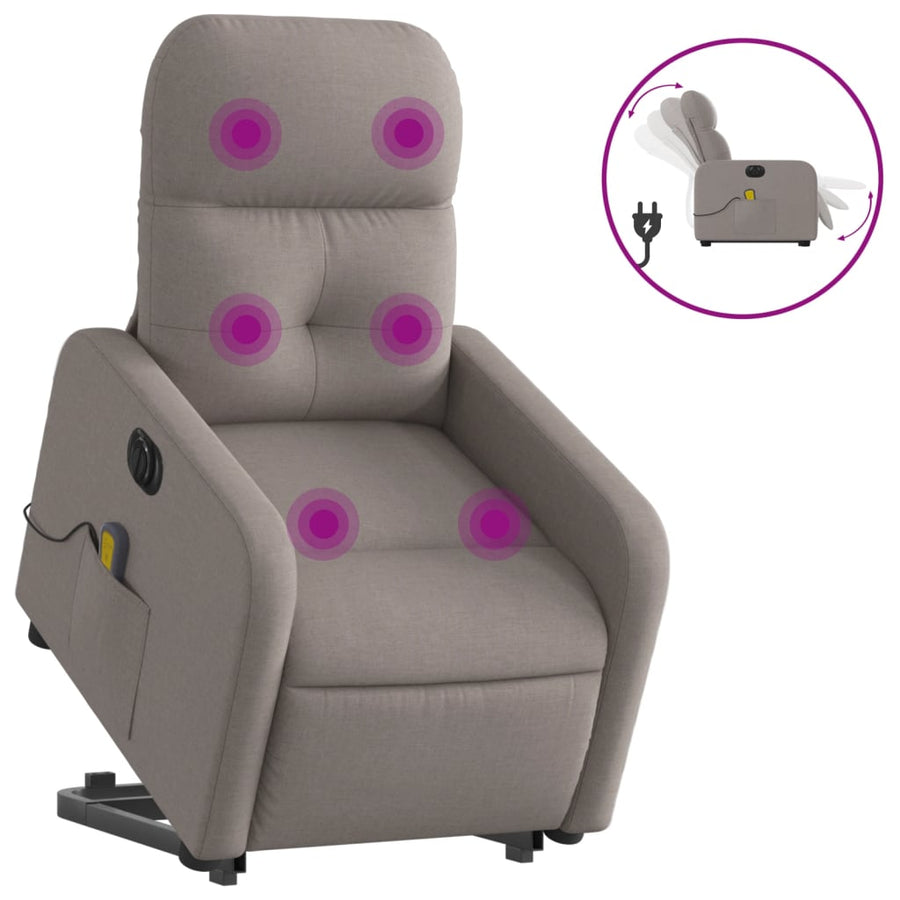Sta-Op-Massagestoel Stof Taupe Elektrisch verstelbaar Ja