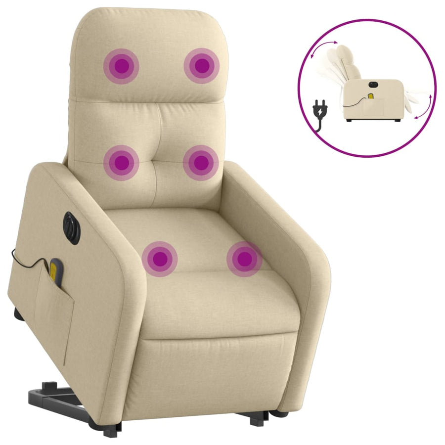 Sta-Op-Massagestoel Stof Kleurig Crème Elektrisch verstelbaar Ja