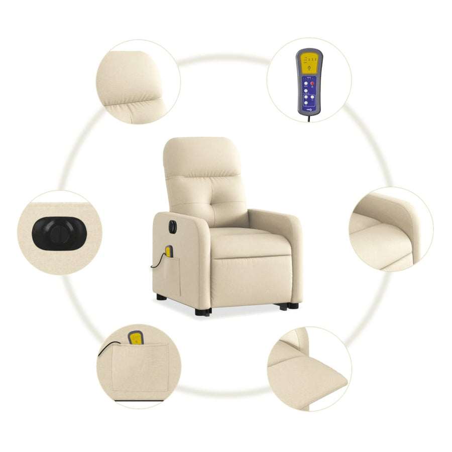 Sta-Op-Massagestoel Stof Kleurig Crème Elektrisch verstelbaar Ja