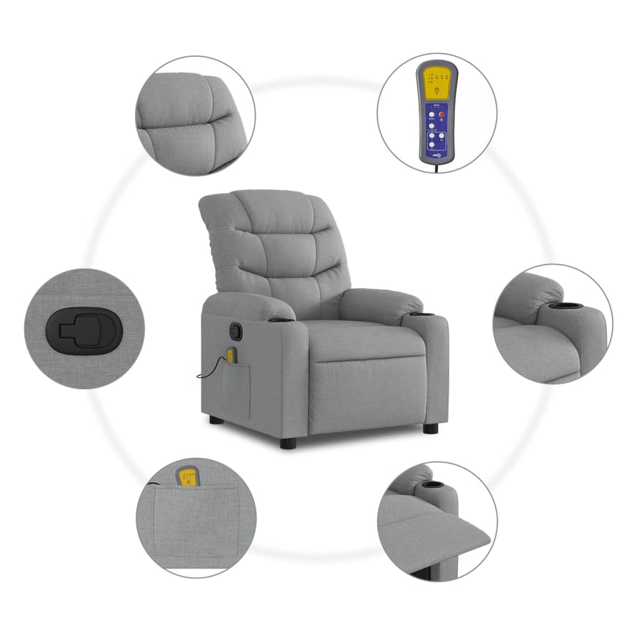 Massagestoel met lichtgrijze stof