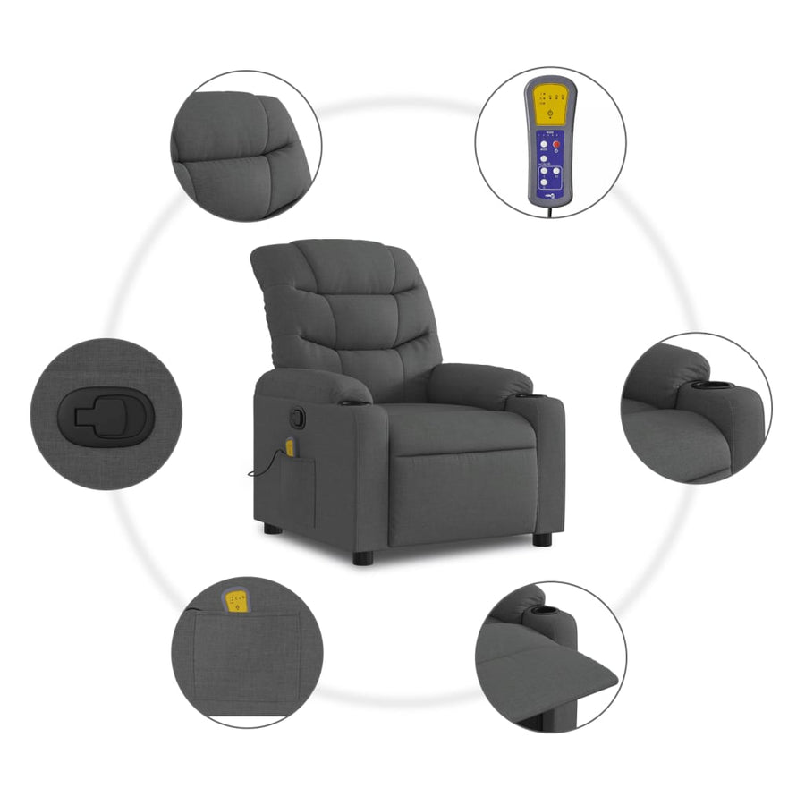 Massagestoel in donkergrijze stof