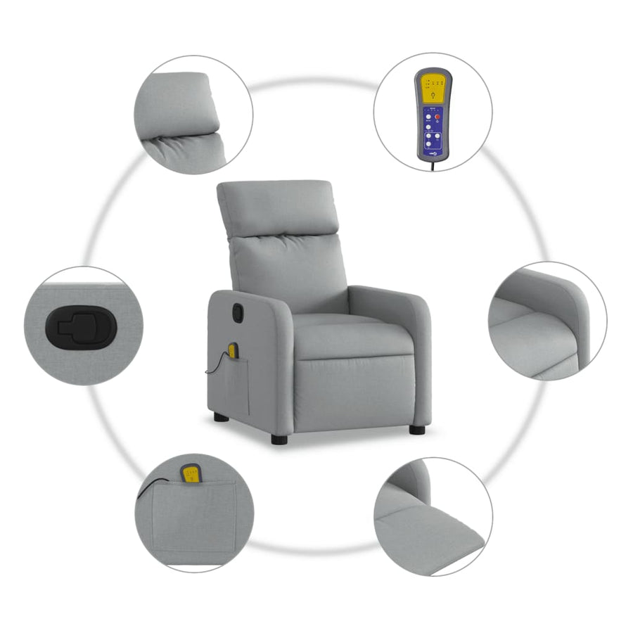 Massagestoel Lichtgrijze Stof 1