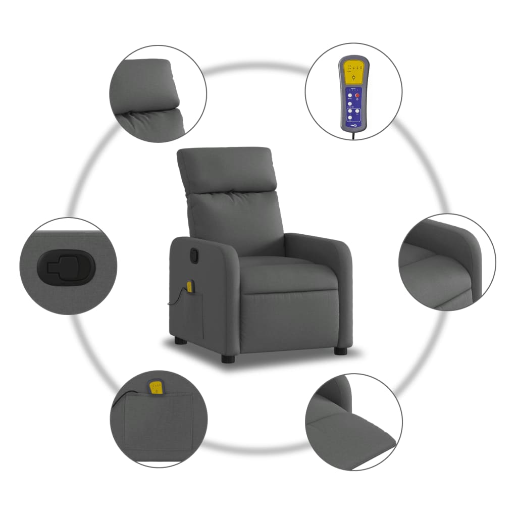 Massagestoel Donkergrijze Stof 1