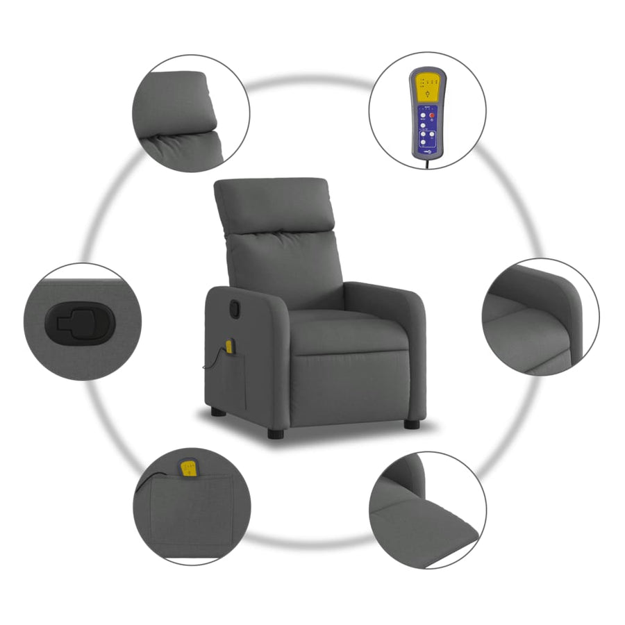Massagestoel Donkergrijze Stof 1