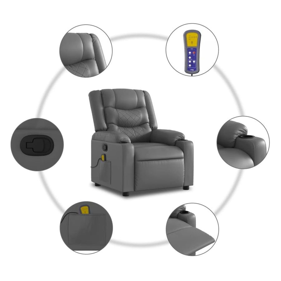 Massagestoel van grijs kunstleer