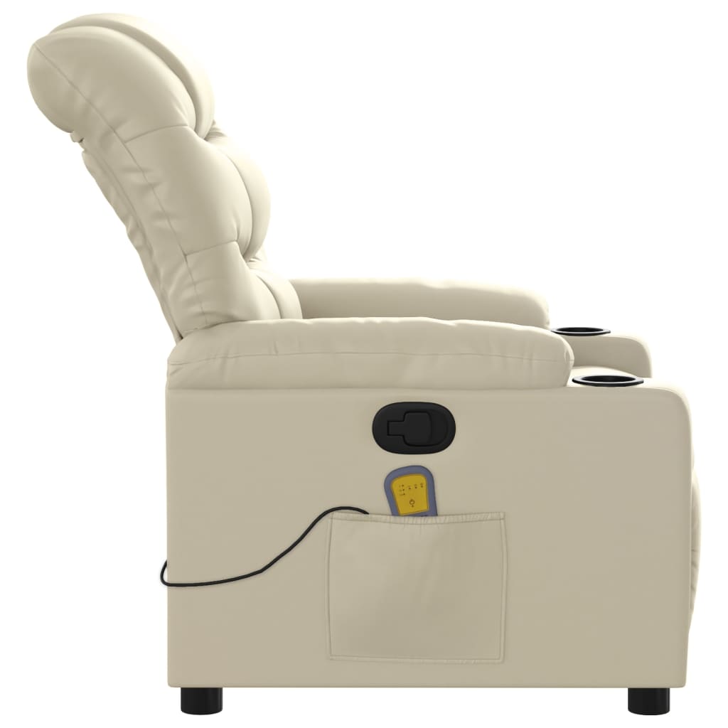 Massagestoel van kunstleer in crèmekleur
