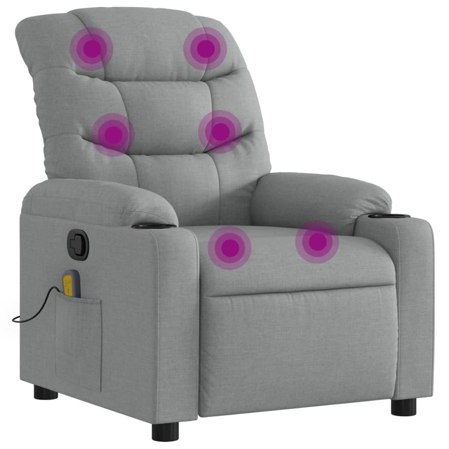 Massagestoel met lichtgrijze stof