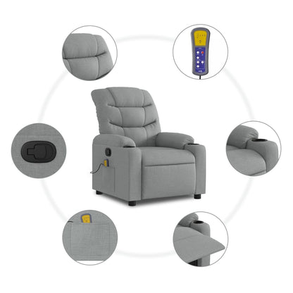 Massagestoel met lichtgrijze stof