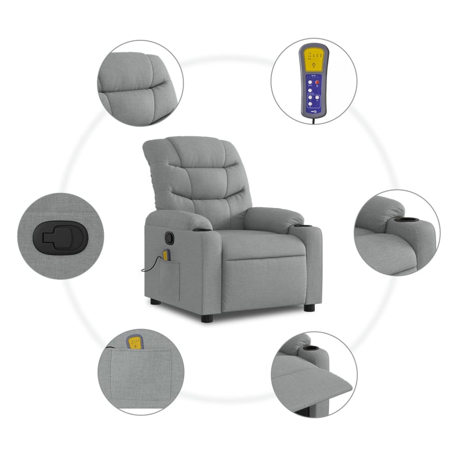 Massagestoel met lichtgrijze stof