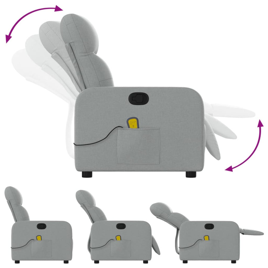 Massagestoel met lichtgrijze stof