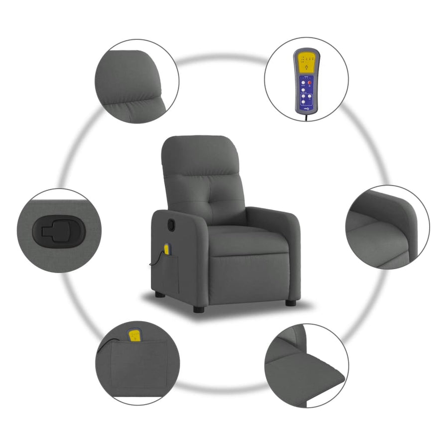 Massagestoel in donkergrijze stof