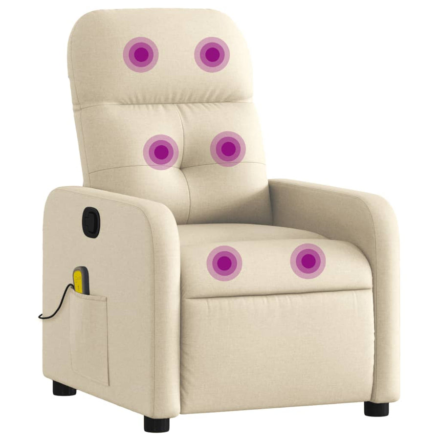 Massagestoel met crèmekleurige stof