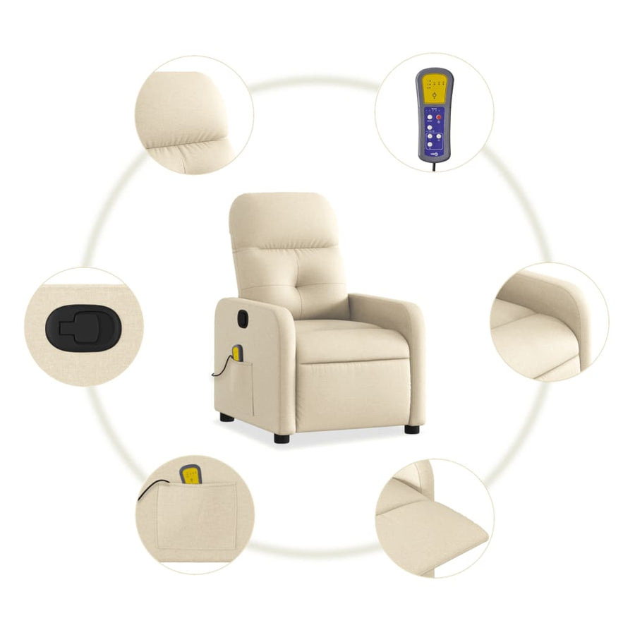 Massagestoel met crèmekleurige stof