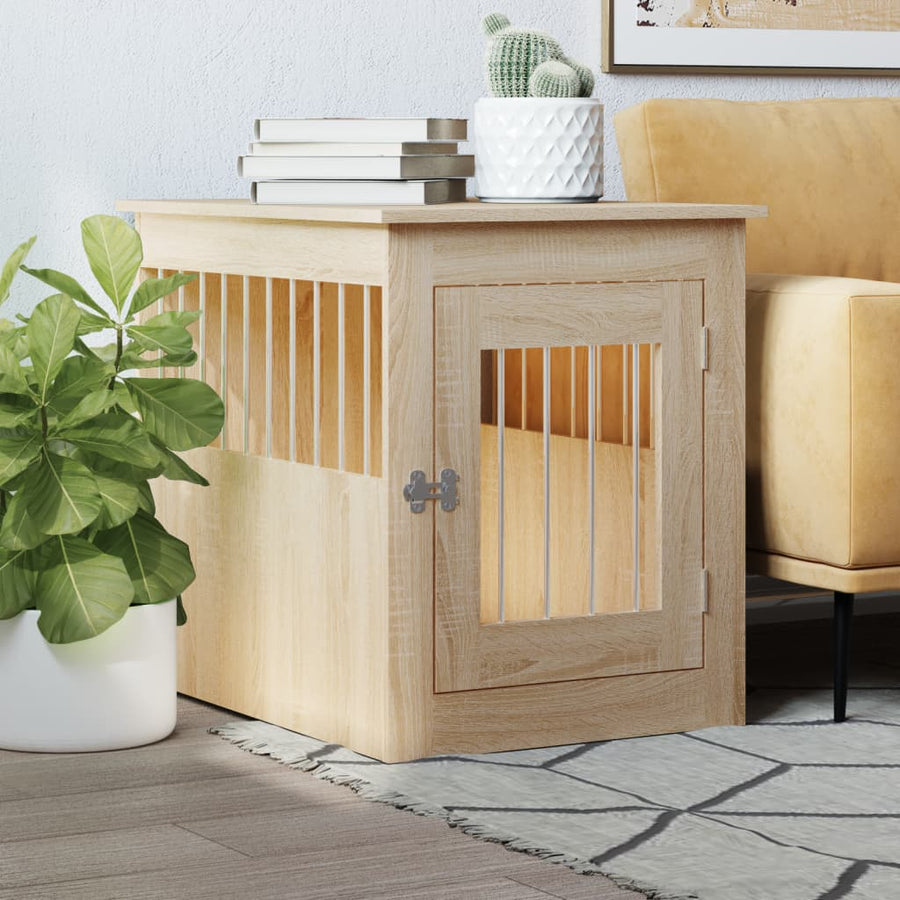 Hondenbench Bewerkt Hout Kleurig 55 x 75 x 65 cm Sonoma eiken