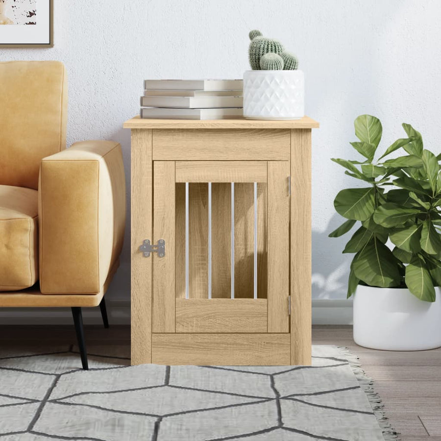 Hondenbench 55 X 80 X 68 Cm Bewerkt Hout Kleurig Sonoma eiken