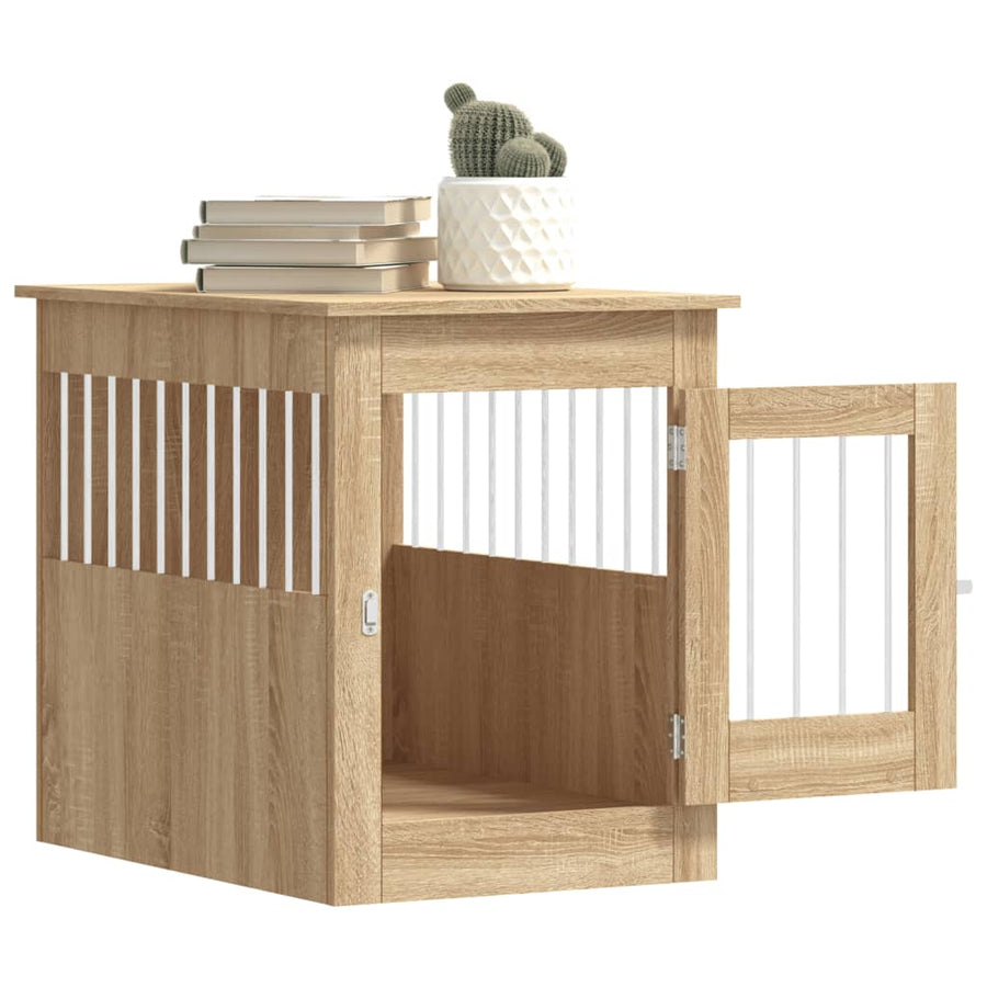 Hondenbench 55 X 80 X 68 Cm Bewerkt Hout Kleurig Sonoma eiken