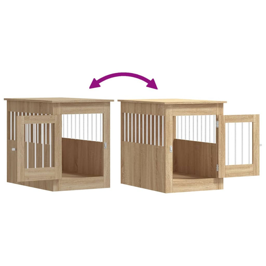 Hondenbench 55 X 80 X 68 Cm Bewerkt Hout Kleurig Sonoma eiken