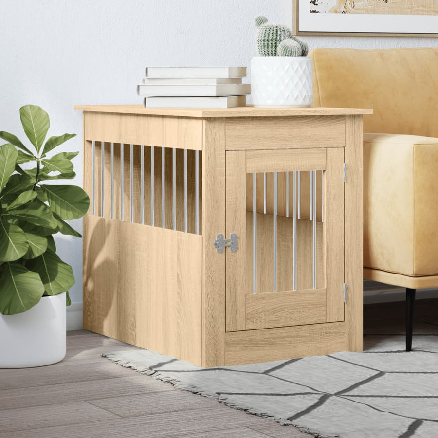 Hondenbench 55 X 80 X 68 Cm Bewerkt Hout Kleurig Sonoma eiken