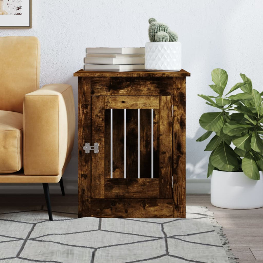 Hondenbench 55 X 80 X 68 Cm Bewerkt Hout Kleurig Gerookt eiken