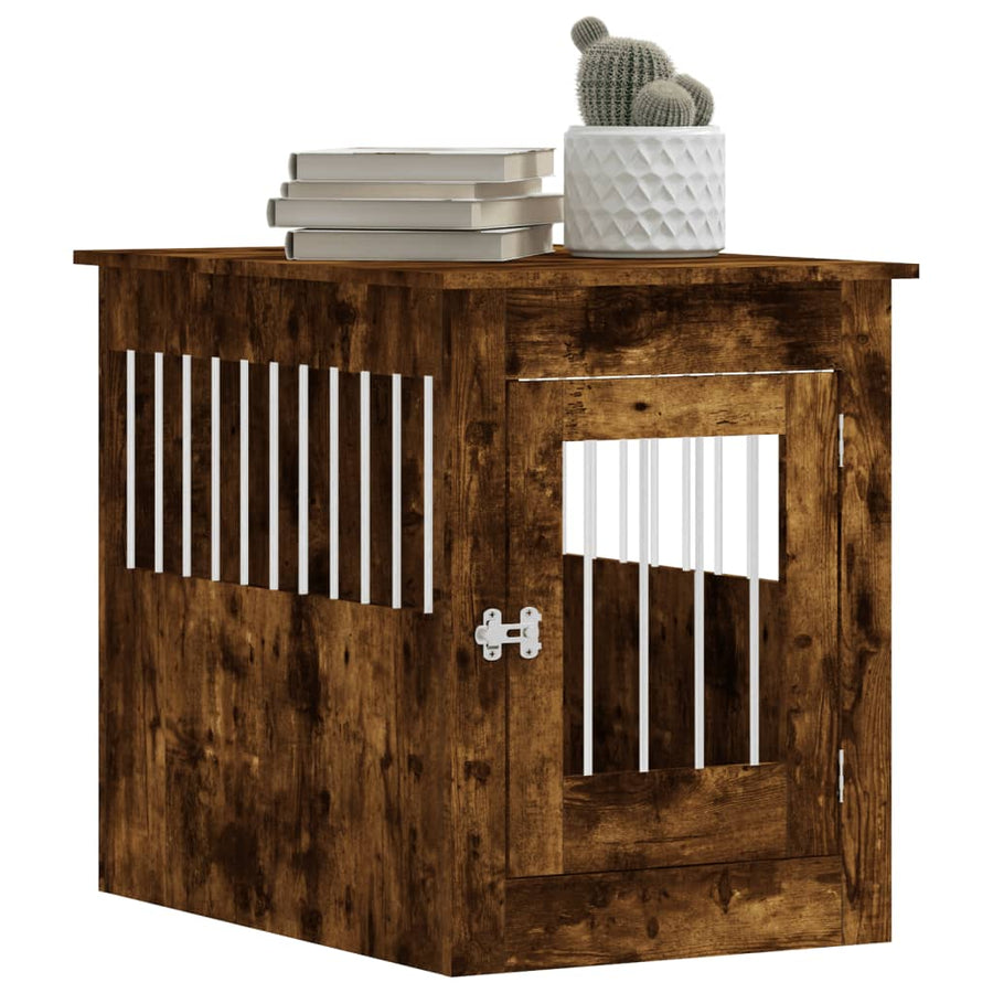Hondenbench 55 X 80 X 68 Cm Bewerkt Hout Kleurig Gerookt eiken