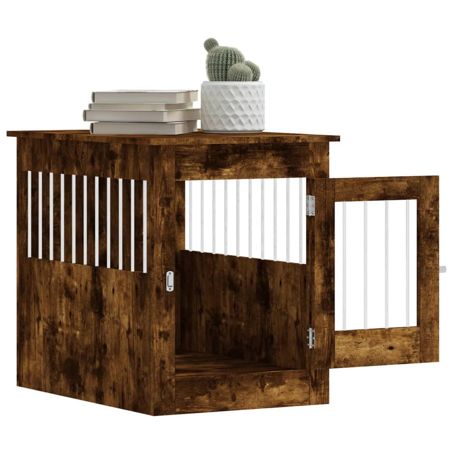 Hondenbench 55 X 80 X 68 Cm Bewerkt Hout Kleurig Gerookt eiken