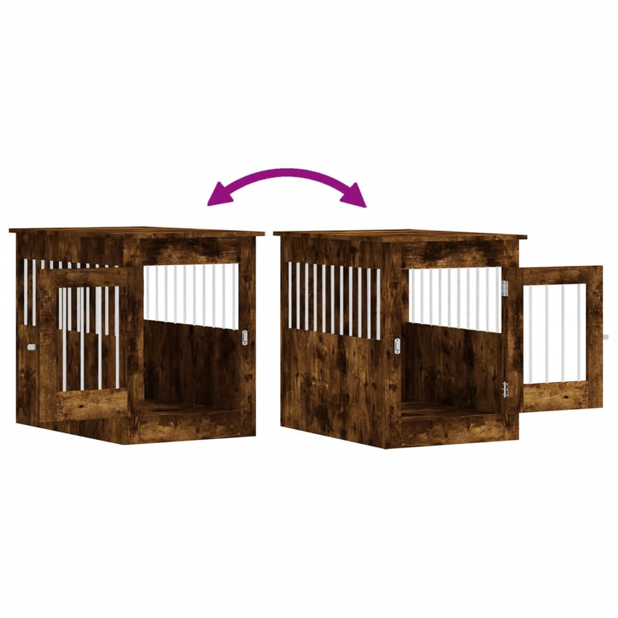 Hondenbench 55 X 80 X 68 Cm Bewerkt Hout Kleurig Gerookt eiken