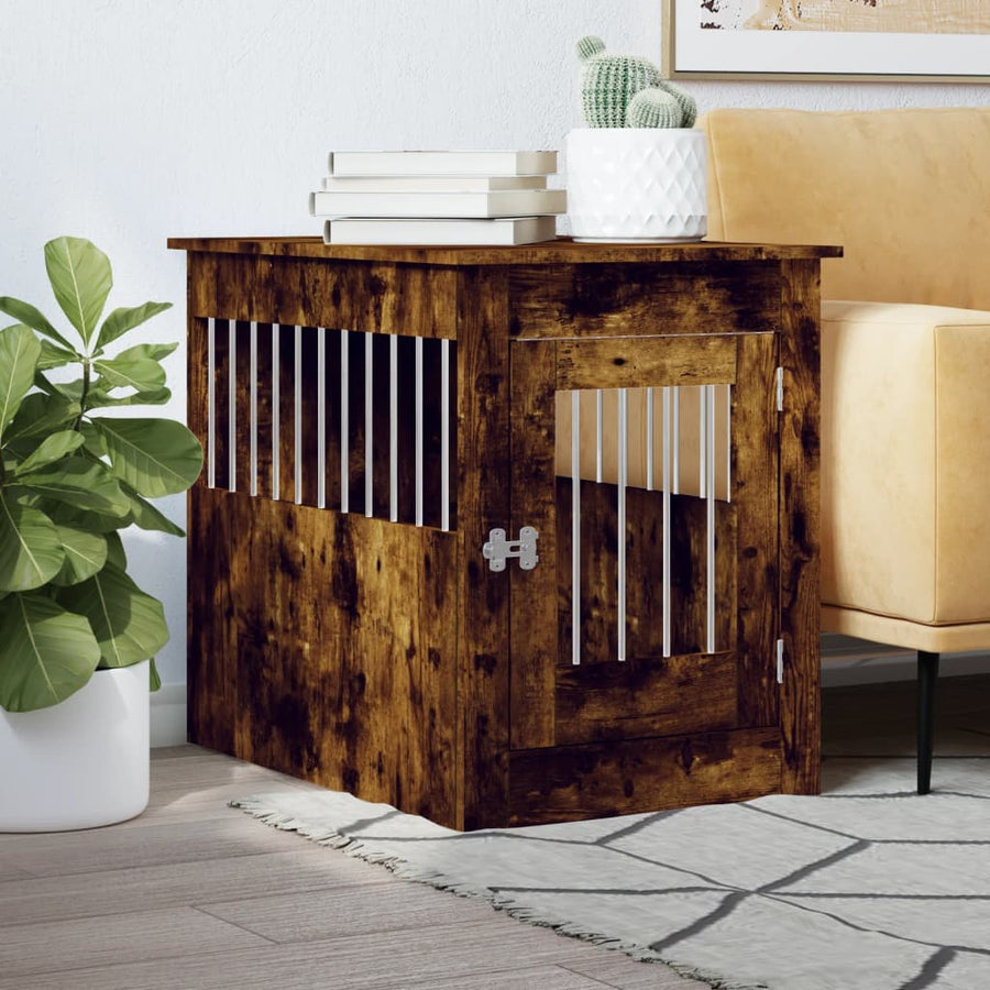 Hondenbench 55 X 80 X 68 Cm Bewerkt Hout Kleurig Gerookt eiken
