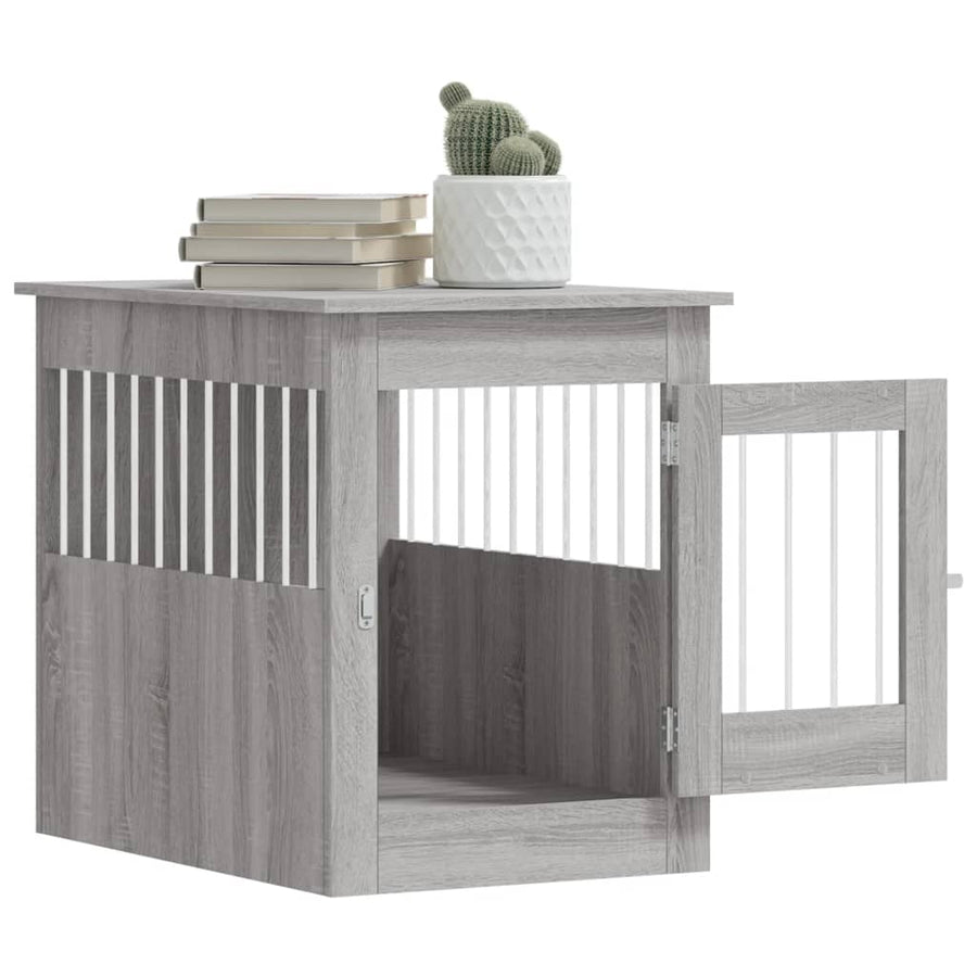 Hondenbench 55 X 80 X 68 Cm Bewerkt Hout Grijs sonoma