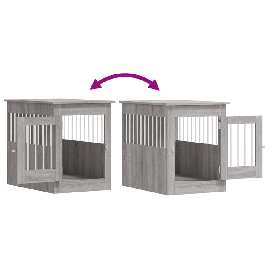 Hondenbench 55 X 80 X 68 Cm Bewerkt Hout Grijs sonoma