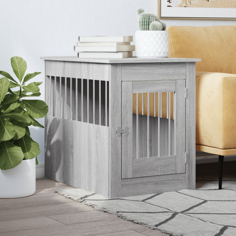 Hondenbench 55 X 80 X 68 Cm Bewerkt Hout Grijs sonoma