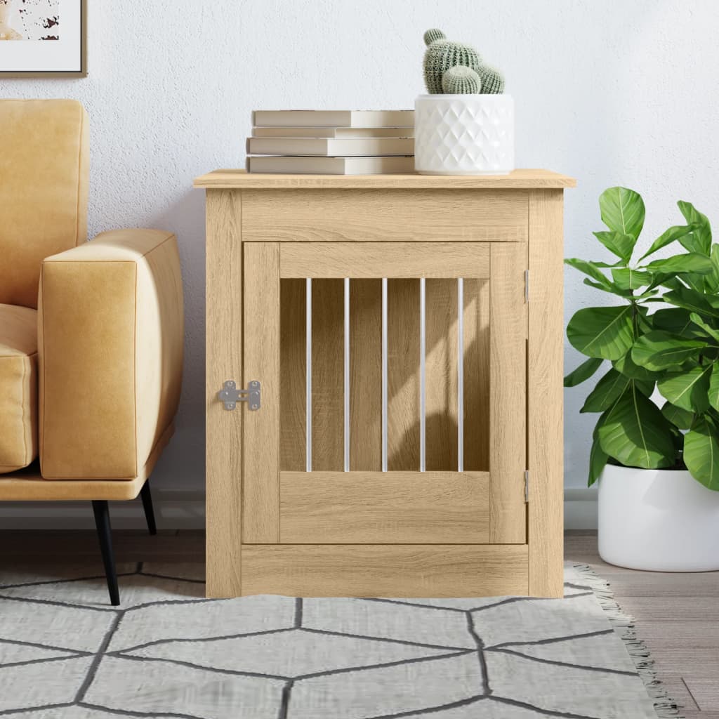 Hondenbench 64,5X80X71 Cm Bewerkt Hout Kleurig 64.5 x 80 x 71 cm Sonoma eiken